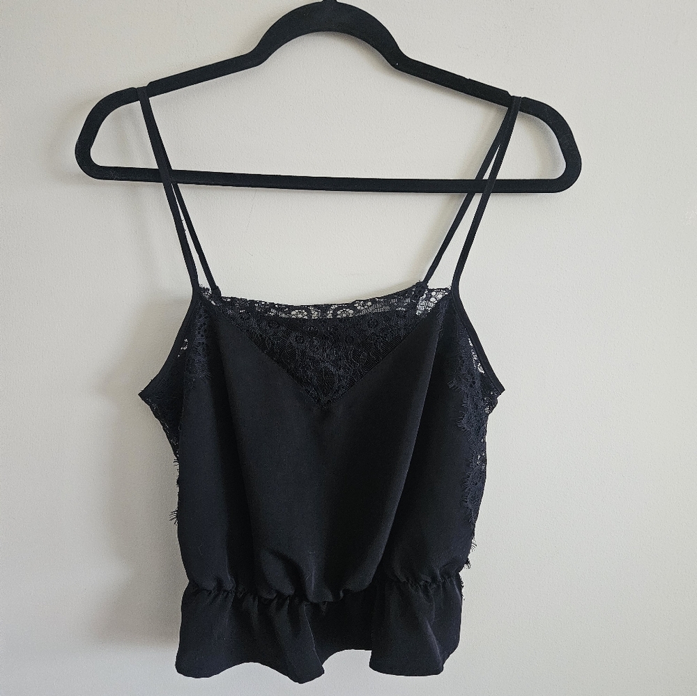 Dynamite Lace Peplum Tank Black Size Small